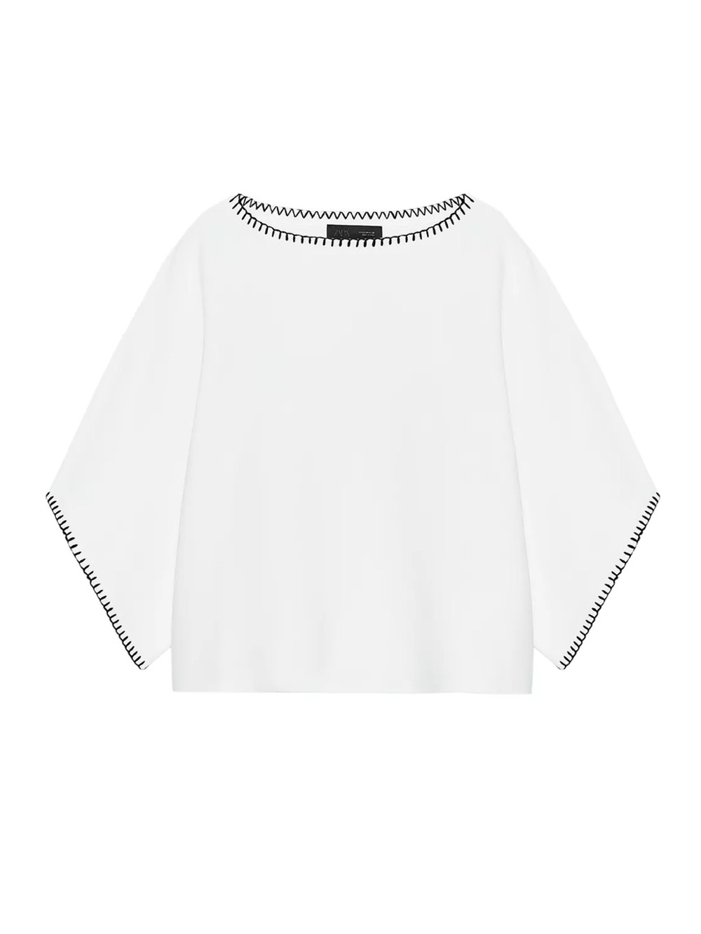 Zara Contrasting Embroidered Knit Top